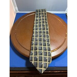 Ivy Front Blue Men's‎ 100% Silk Tie Checkered Floral Necktie